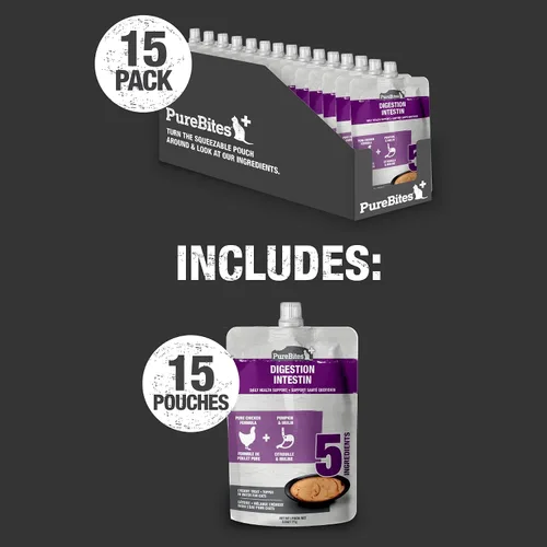 Vista 6 de PureBites Plus Squeezables Cat Treat • Topper 2.50 oz intestino y digestión 5 ingredientes Caja de 15