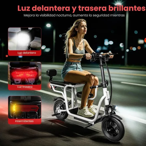 Vista 5 de EILLEO Scooter eléctrico adulto con asiento 48V, 750W 18.75mph, rango de 20 Blanco