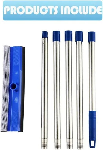 Vista 7 de YONILL Escobilla de limpieza de 72 pulgadas para limpieza – Herramienta de limpieza de ventanas de mango largo con cuchilla de goma y esponja