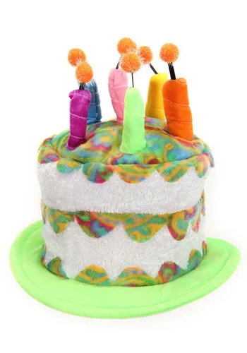 Vista 3 de Sombrero Peluche Pastel de Cumpleaños Arcoíris para Adultos Multicolor