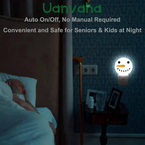 Vista 5 de Lindo muñeco de nieve luz nocturna de muñeco de nieve de Navidad de invierno enchufable luz nocturna con sensor automático iluminación LED