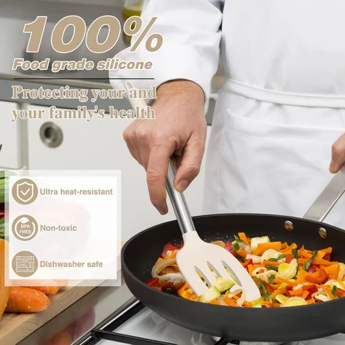 Vista 4 de AIKKIL Juego de utensilios de cocina de cocina, juego de espátula de silicona resistente al calor con soporte, 30 piezas de utensilios de cocina