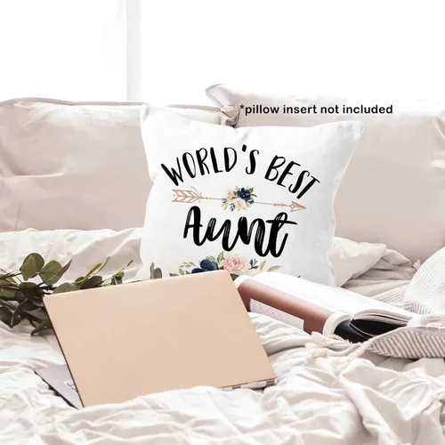 Vista 4 de World's Best Aunt Gifts - Funda de almohada de 18 x 18 pulgadas, funda de almohada de cumpleaños para tía y tía, funda de almohada cuadrada
