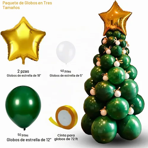 Vista 3 de Kit de arco de guirnalda de globos de Navidad, 96 globos de árbol para decoraciones de fiestas