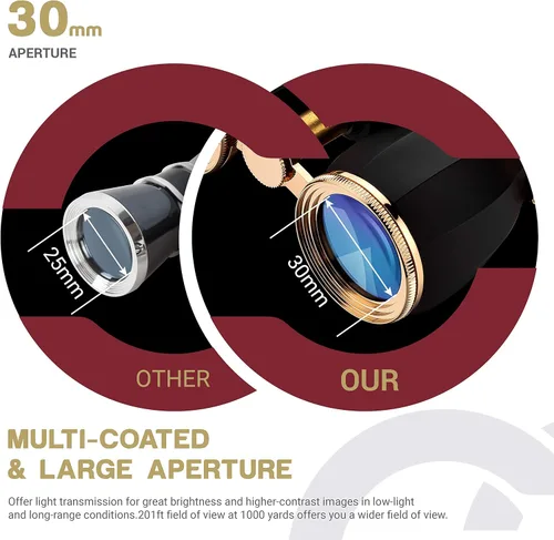 Vista 2 de ESSLNB Anteojos de Ópera para Mujeres Adultas 4X30mm, Anteojos Antiguos Compactos para Teatro y Conciertos con Estuche, Cadena Desmontable (Negro)