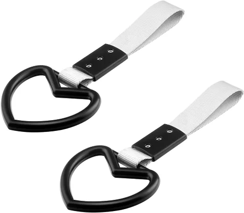 Vista 15 de 2 anillos Tsurikawa en forma de corazón, correa de mano para parachoques trasero, asa de corazón Janpanese para automóviles, SUV, metro, autobús
