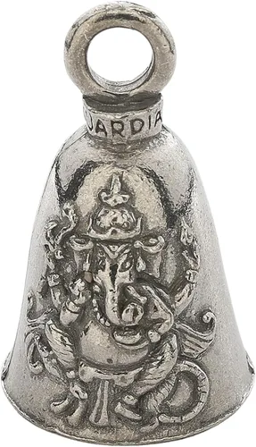Vista 20 de Guardian Bell Campana religiosa de buena suerte con llavero y bolsa de regalo de terciopelo negro Campana de motocicleta Peltre sin plomo