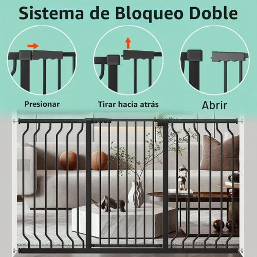 Vista 2 de ALLAIBB - Puerta para bebé extra alta de 40.55 pulgadas, 29.92-62.60 pulgadas de ancho, para mascotas, color blanco