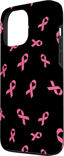 Vista 2 de Funda rosa negra para iPhone 13 Pro Max con cinta de concienciación sobre el cáncer de mama