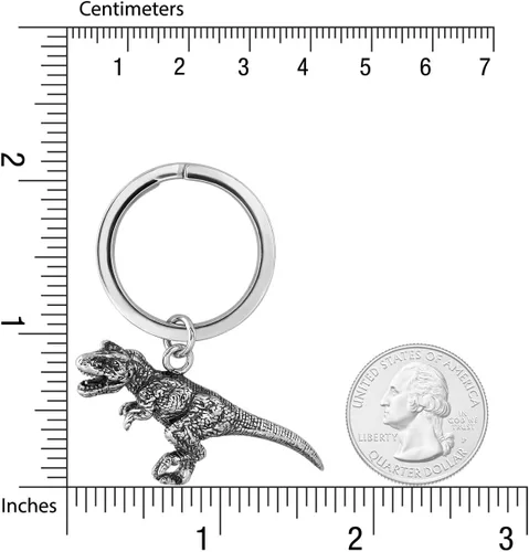 Vista 2 de WithLoveSilver - Llavero de plata de ley 925 con diseño de dinosaurio, plateado