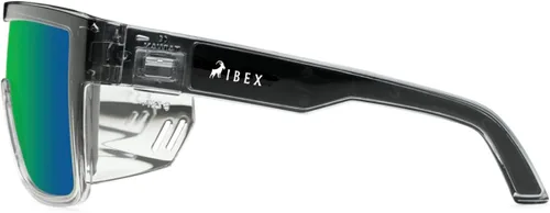 Vista 2 de IBEX The GOAT - Lentes de sol de seguridad con certificación ANSI Z87+, protección ultra UV 400, lentes de espejo y montura negra, para hombres