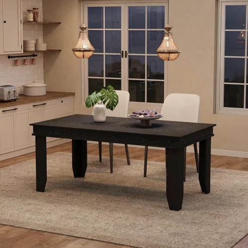 Vista 3 de GarveeHome Mesa de comedor de granja para 6-8 personas, mesas de cocina de 71 pulgadas de largo con marco resistente de madera, mesa rectangular