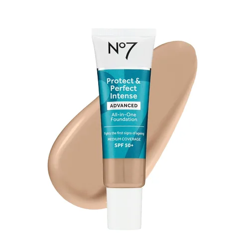 Vista 9 de No7 Protect & Perfect Advanced - Base de maquillaje todo en uno avanzada, Calico, maquillaje de base que desafía la edad con SPF 50, crema base