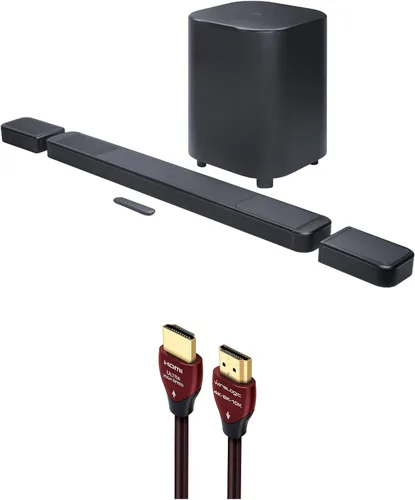 Vista 10 de JBL BAR-2-0-ALL-IN-ONE-MK2 Barra de sonido compacta de 2 canales con Dolby Digital y un cable HDMI WireLogic Ruby de 8 pies de ultra alta velocidad