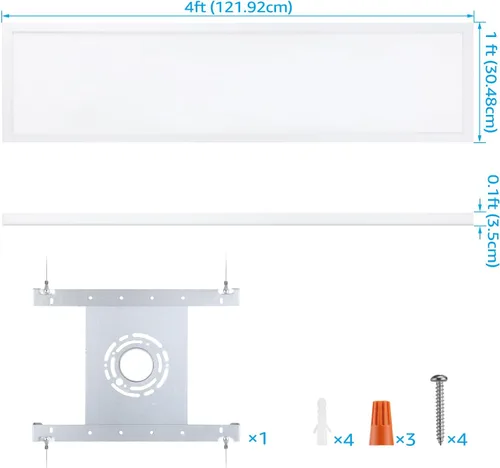 Vista 8 de LEONLITE 3CCT - Luz LED de panel plano de 120 V, 1 x 4 pies, luz de techo de montaje en superficie, 46 W/40 W/30 W, 4600 lm, luz de techo integrada