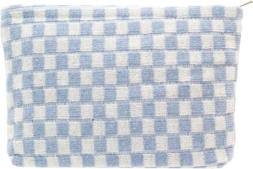 Vista 82 de PAZIMIIK Bolsa de Maquillaje a Cuadros para Bolso Portátil con Cremallera, Estuche Pequeño de Cosméticos para Accesorios de Viaje, Azul Ártico
