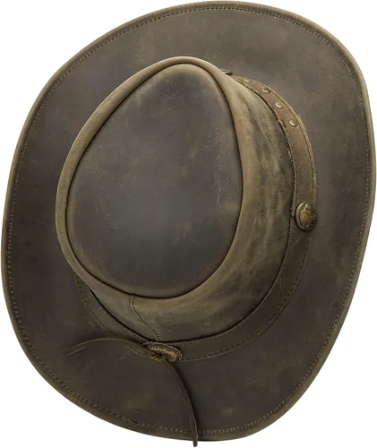 Vista 5 de Sombrero de vaquero duradero de cuero de grano de selva, unisex, para adultos, moldeable, estilo occidental, ala ancha