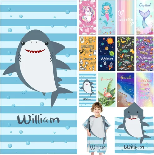 Vista 22 de Toallas de playa personalizadas para niños, toallas de playa personalizadas con nombres, regalos personalizados para niños pequeños, niñas