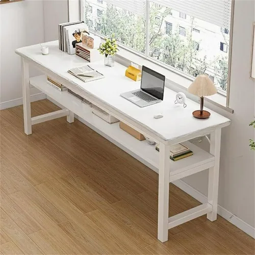 Vista 13 de Escritorio de oficina cuadrado de 15.7 pulgadas de frente a atrás, mesa larga rectangular para sala de estar, escritorio extra largo, estante