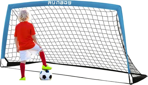 Vista 10 de Portería de fútbol infantil de 6 x 4 pies con bolsa de transporte, red de fútbol plegable portátil para entrenamiento de práctica en el patio