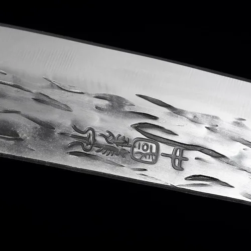 Vista 5 de Cuchillo de carne Longquan de 8.5 pulgadas, cuchillo de chef forjado a mano, cuchillo de carnicero para el hogar, cabeza de águila, mango de madera