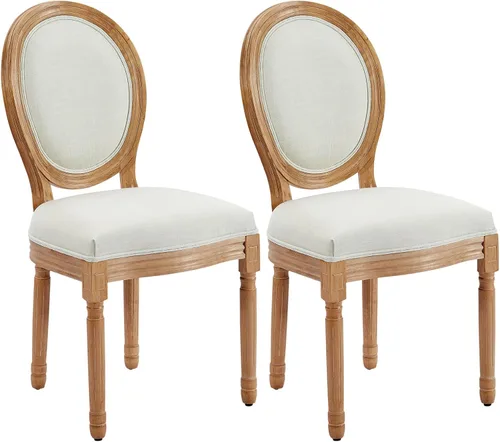Vista 20 de Juego de 2 sillas de comedor de ratán, sillas de comedor de estilo francés rústico de mediados de siglo, sillas de comedor de acento estilo granja