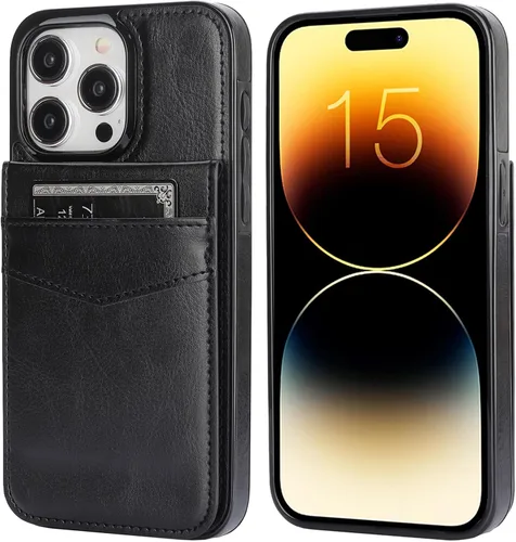 Vista 3 de KIHUWEY Compatible con iPhone 15 Pro Max Funda Billetera con Soporte para Tarjeta de Crédito, Tapa de Cuero Premium con Cierre Magnético y Soporte