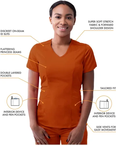 Vista 3 de Adar Pro - Conjunto moderno de ropa quirúrgica atlética para mujer, Camiseta quirúrgica moderna con cuello en V y pantalones quirúrgicos de yoga
