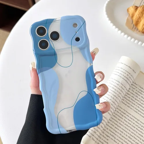 Vista 71 de DEFBSC Funda para iPhone 15 con bonito diseño ondulado, color negro