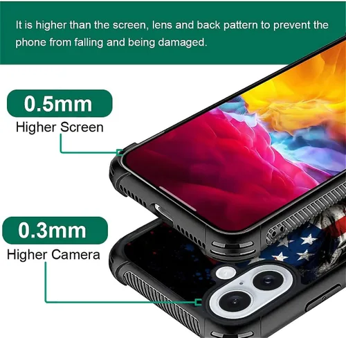 Vista 153 de Funda compatible con iPhone 8, a prueba de golpes, antiarañazos, bandera de ciervos de cola blanca de grano de madera estadounidense