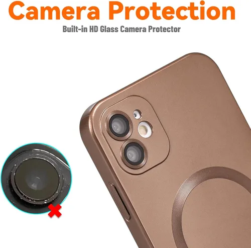 Vista 4 de Funda magnética para iPhone 11, suave y delgada, antihuellas, con protección de cámara, compatible con MagSafe, titanio desierto