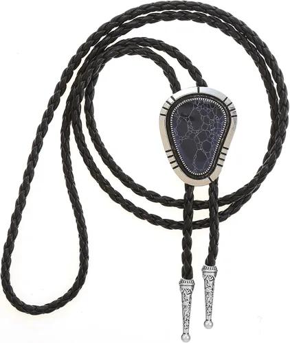 Vista 12 de Jeilwiy Corbata de bolo para hombre, corbata de vaquero occidental, collar de corbata de bolo dorado, corbata de cuero, corbata de Halloween