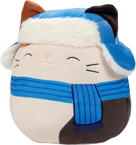 Vista 3 de Squishmallows Original de 10 Pulgadas Cam El Gato de Navidad - Peluche Oficial de Jazwares para las Fiestas - Gato Blando y Esponjoso Coleccionable