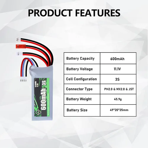 Vista 9 de baterías recargables del polímero de litio de la batería 600mAh 3S