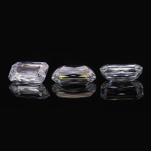 Vista 6 de ERAA Jewel - Moissanita suelta de 1 quilate, diamante de moissanita incoloro, claridad VVS1, piedra preciosa brillante de corte cruzado esmeralda