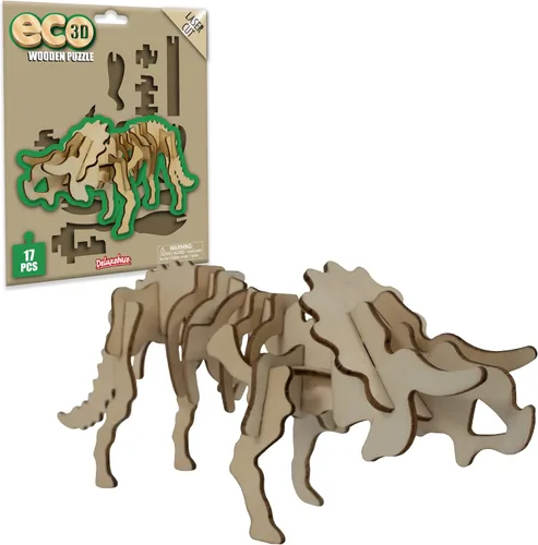 Vista 11 de Rompecabezas de madera Eco 3D de Deluxebase. Kit de manualidades de rompecabezas 3D con temática animal. Juguetes de animales de safari de madera