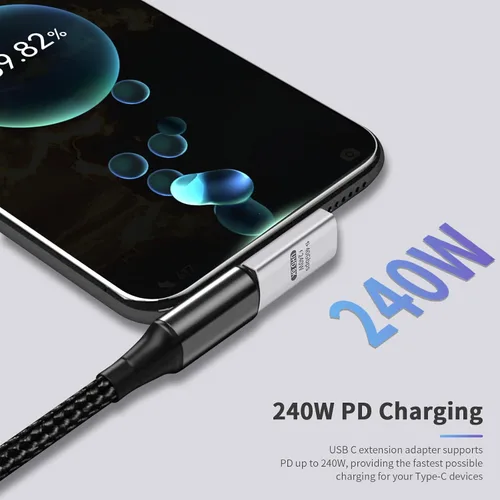 Vista 3 de Duttek Adaptador USB C de 90 grados, adaptador USB C de ángulo recto macho a hembra, transferencia de datos de 40 Gbps, video de 8K a 60 Hz