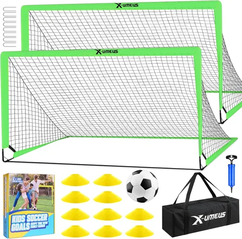 Vista 7 de Kids Soccer Goals for Backyard Set of 2, 4 x 3 ft/6 x 4 Toddler Soccer Goal Training Equipment with Soccer Ball, Cones, Pop Up Soccer Net for Kids