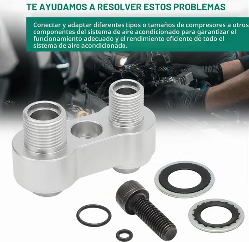 Vista 4 de Motoparty Adaptador de compresor de CA para montaje LS GM R4 - #8 3/4-16#10