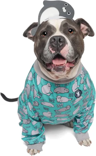 Vista 7 de Pittie Clothing Pijamas para Perro Pit Bull – Mameluco para Perro de Cobertura Completa, Ropa de Pijama Suave para Razas Medianas, Grandes, XL y XXL