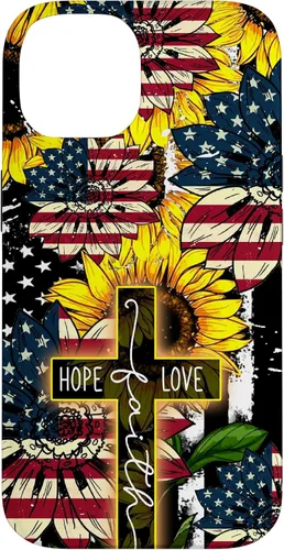 Vista 4 de Funda para iPhone 16 Sunflowers Faith Hope Love Jesus Cross Christian
