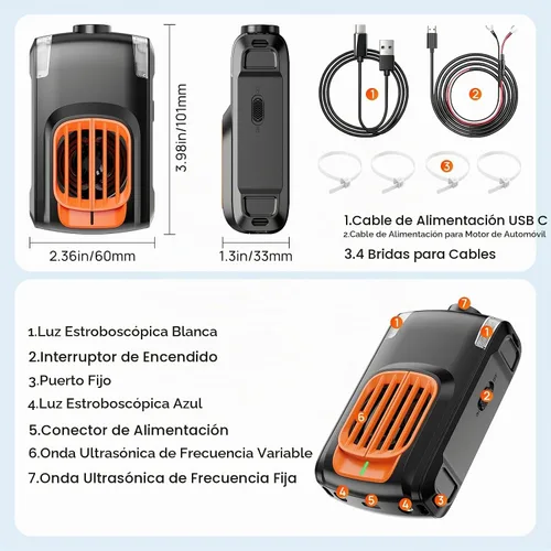 Vista 2 de Meilen Repelente de roedores para automóvil, disuasorio ultrasónico