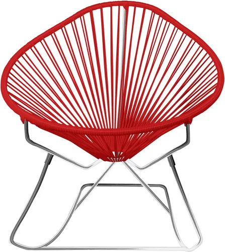 Vista 26 de Innit Designs Acapulco - Silla mecedora con estructura cromada, color turquesa, tejido naranja Verde