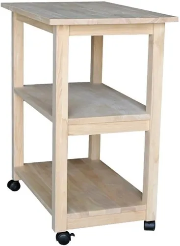 Vista 3 de IC International Concepts, Carrito para microondas, la capacidad de peso total es de 50 libras de madera maciza real, madera de parawood resistente
