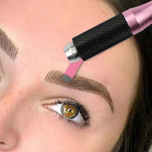 Vista 5 de 50 hojas de microblading desechables color rosa #14 nano, 0.006 in, perfectas para trazos de cabello, cejas, agujas más finas del mercado