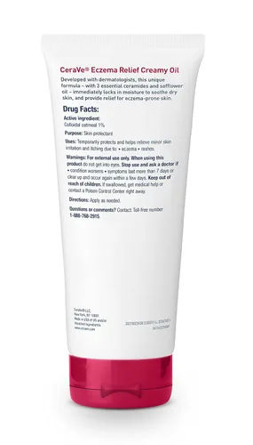 Vista 2 de CeraVe Aceite corporal cremoso para aliviar el eccema, crema calmante para el eccema con avena coloidal y aceite de cártamo para piel seca y alivio