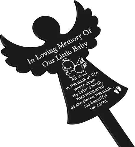 Vista 2 de Roowest Angel Baby Memorial Grave Stake in Loving Memory Grave Marker Decoraciones Condolencias Recuerdo Regalos conmemorativos para cementerio al