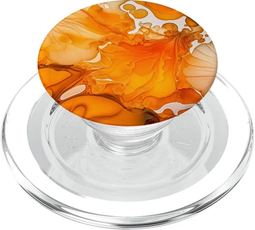 Vista 8 de Tinta Naranja Abstracto Ilustración Teléfono Popper Mármolado PopSockets Estándar PopGrip