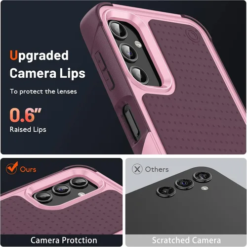Vista 6 de Asuwish Funda protectora para Samsung Galaxy A14 5G con protector de pantalla de vidrio templado y accesorios de celda, protección de doble capa