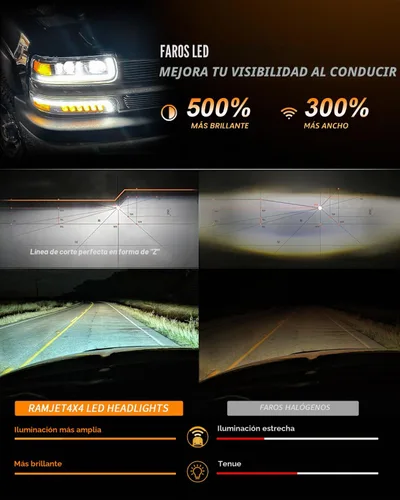 Vista 3 de Faros delanteros LED para Chevy Silverado 2000-2006 Suburban Tahoe 1999 Naranja